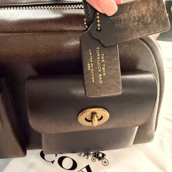 Coach Twin Turnlock Bag In Loved Leather Designer Crossbody - Picture 5 of 15
